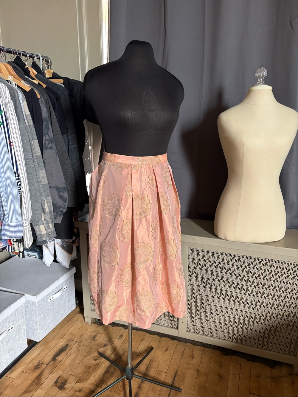NWT TopShop Pink Brocade A-Line Midi Skirt size 4